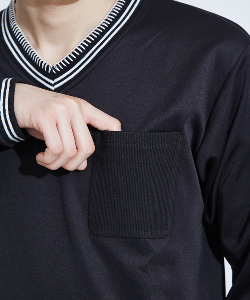 ABAHOUSE(アバハウス)の「【WEARISTA とっしーコラボ】ステッチ Vネック ロング Tシャツ(Tシャツ/カットソー・メンズ・ホワイト/ブラック・46/48/50)」の7枚目の写真