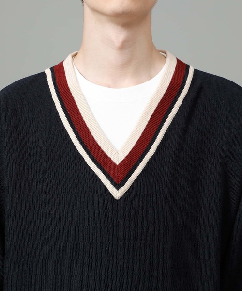 JUNRED（ジュンレッド）の「チルデンVネックビッグニット（ニット/セーター・メンズ・ベージュ/ネイビー・M/L）」の11枚目の写真