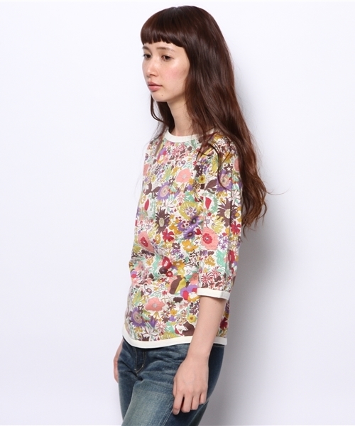 BEAMS BOY（ビームスボーイ）の「BEAMS BOY / リバティ ボートネック 7分袖 14FW（Tシャツ/カットソー・レディース・ホワイト/サックスブルー・ONE SIZE）」の7枚目の写真