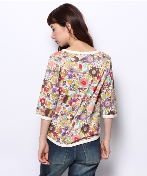 BEAMS BOY（ビームスボーイ）の「BEAMS BOY / リバティ ボートネック 7分袖 14FW（Tシャツ/カットソー・レディース・ホワイト/サックスブルー・ONE SIZE）」の8枚目の写真