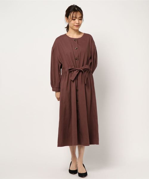 rps（アールピーエス）の「スウェードボリューム袖前開きワンピース（ワンピース・レディース・モカ/カーキ/パープル・M）」の5枚目の写真