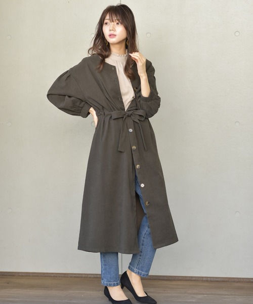 rps（アールピーエス）の「スウェードボリューム袖前開きワンピース（ワンピース・レディース・モカ/カーキ/パープル・M）」の8枚目の写真