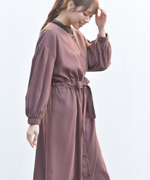 rps（アールピーエス）の「スウェードボリューム袖前開きワンピース（ワンピース・レディース・モカ/カーキ/パープル・M）」の10枚目の写真