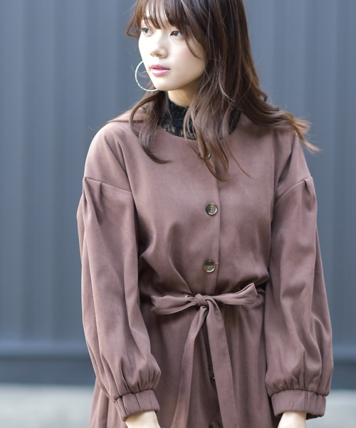 rps（アールピーエス）の「スウェードボリューム袖前開きワンピース（ワンピース・レディース・モカ/カーキ/パープル・M）」の13枚目の写真