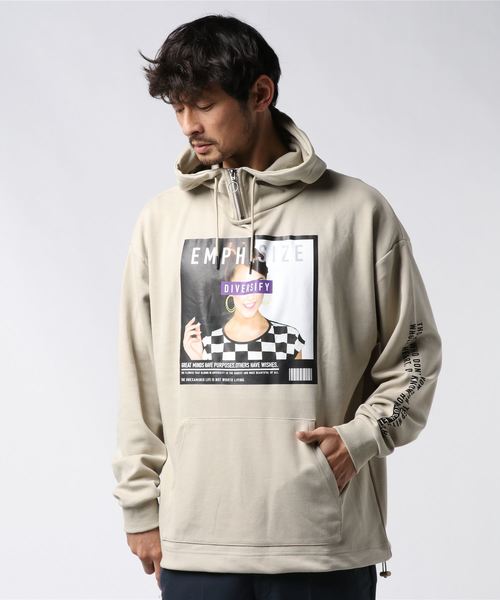 VENCEEXCHANGE(ヴァンスエクスチェンジ)の「TCポンチネックジップパーカー(パーカー・メンズ・ホワイト/ブラック/ベージュ・M/L)」の2枚目の写真