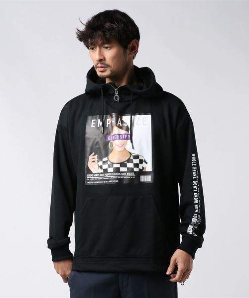 VENCEEXCHANGE(ヴァンスエクスチェンジ)の「TCポンチネックジップパーカー(パーカー・メンズ・ホワイト/ブラック/ベージュ・M/L)」の3枚目の写真