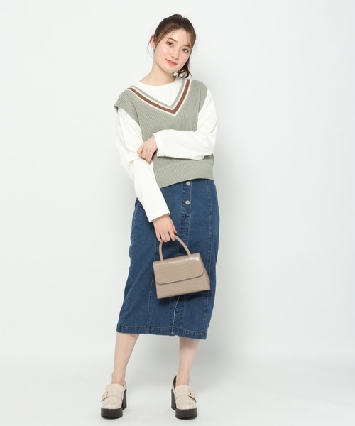 Heather(ヘザー)の「ラインニットベスト 873469(ベスト・レディース・ピンク系その他/ベージュ系その他/グリーン系その他/ホワイト系その他・FREE)」の11枚目の写真