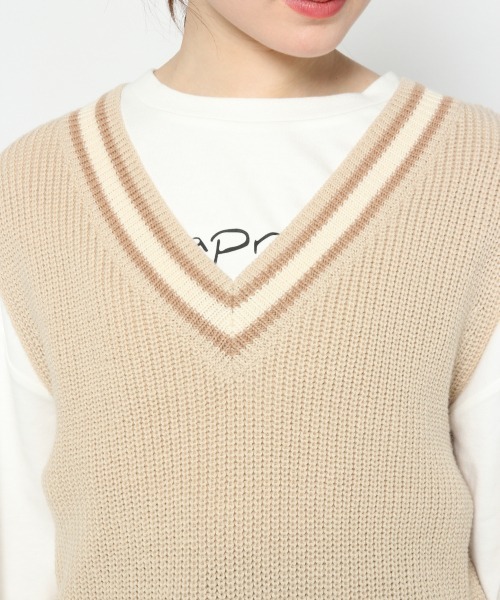 Heather(ヘザー)の「ラインニットベスト 873469(ベスト・レディース・ピンク系その他/ベージュ系その他/グリーン系その他/ホワイト系その他・FREE)」の15枚目の写真