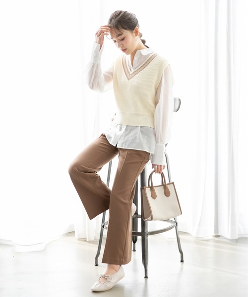 Heather(ヘザー)の「ラインニットベスト 873469(ベスト・レディース・ピンク系その他/ベージュ系その他/グリーン系その他/ホワイト系その他・FREE)」の6枚目の写真