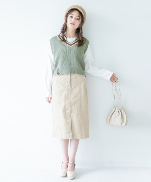 Heather(ヘザー)の「ラインニットベスト 873469(ベスト・レディース・ピンク系その他/ベージュ系その他/グリーン系その他/ホワイト系その他・FREE)」の8枚目の写真