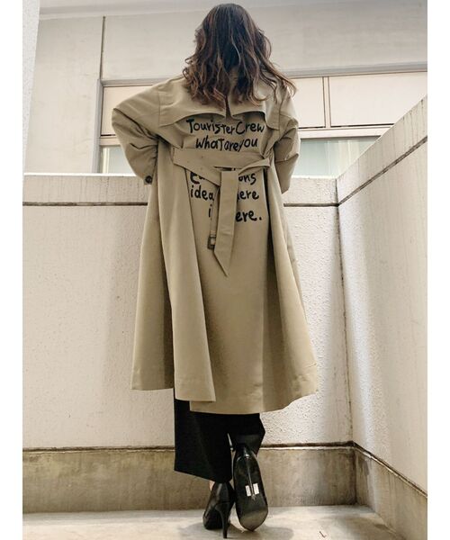 GYDA(ジェイダ)の「バックグラフィックトレンチコート(トレンチコート・レディース・ブラック/カーキ・FREE)」の9枚目の写真