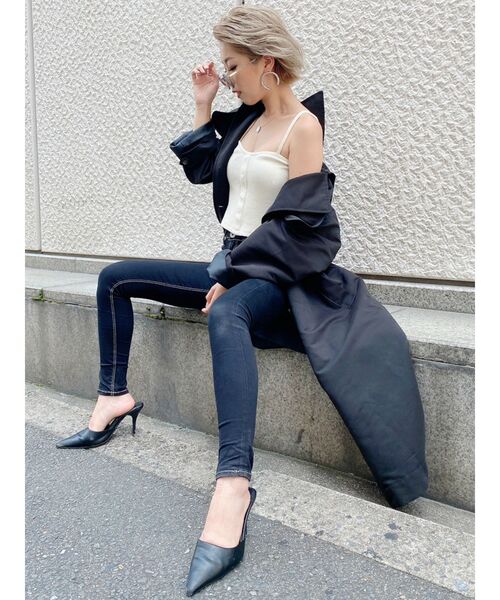 GYDA(ジェイダ)の「バックグラフィックトレンチコート(トレンチコート・レディース・ブラック/カーキ・FREE)」の4枚目の写真