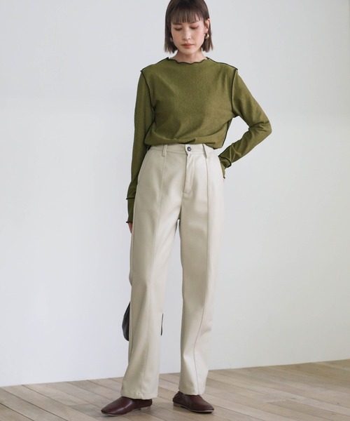 select MOCA（セレクトモカ）の「2021 AW バイカラーリンキングトップス（Tシャツ/カットソー・レディース・ブラック/アイボリー/モスグリーン/カーキ/ベージュ・FREE）」の19枚目の写真