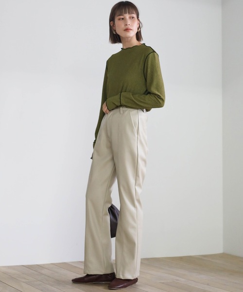 select MOCA（セレクトモカ）の「2021 AW バイカラーリンキングトップス（Tシャツ/カットソー・レディース・ブラック/アイボリー/モスグリーン/カーキ/ベージュ・FREE）」の17枚目の写真