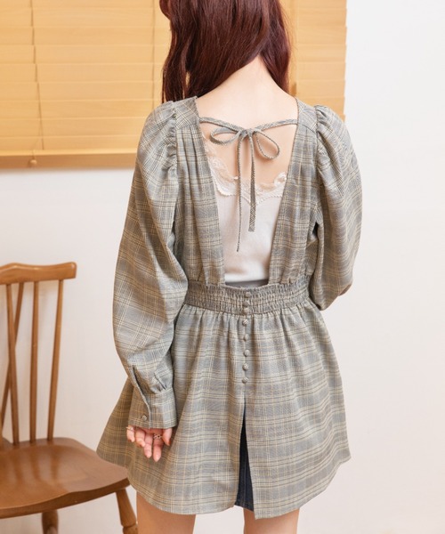Mysa&Liina(ミーサリーナ)の「後ろリボンペプラムチュニック(チュニック・レディース・ベージュ/ブラウン/グレー・M)」の14枚目の写真