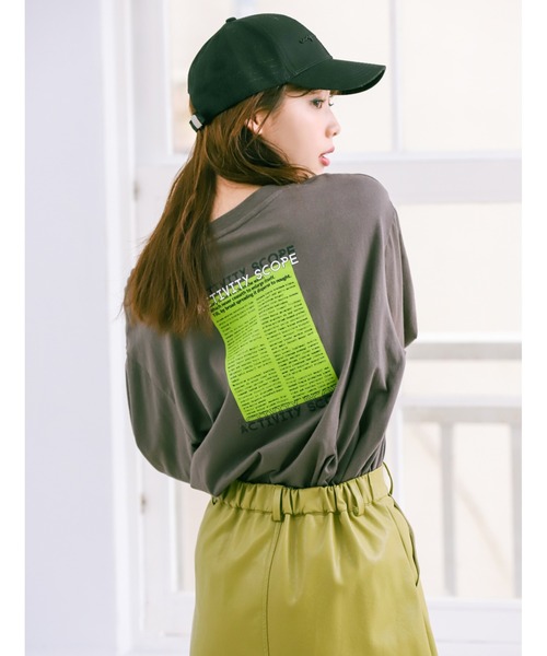 fifth calin(フィフスカラン)の「ストリートデザインロングスリーブTシャツ(Tシャツ/カットソー・レディース・パープル/チャコールグレー・MEDIUM)」の2枚目の写真