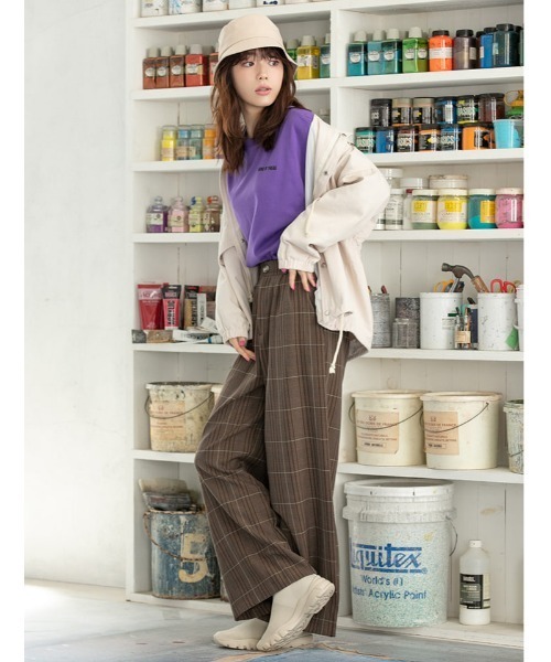 fifth calin(フィフスカラン)の「ストリートデザインロングスリーブTシャツ(Tシャツ/カットソー・レディース・パープル/チャコールグレー・MEDIUM)」の21枚目の写真