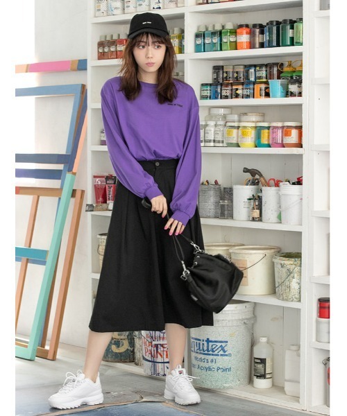 fifth calin(フィフスカラン)の「ストリートデザインロングスリーブTシャツ(Tシャツ/カットソー・レディース・パープル/チャコールグレー・MEDIUM)」の22枚目の写真