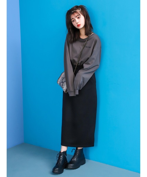 fifth calin(フィフスカラン)の「ストリートデザインロングスリーブTシャツ(Tシャツ/カットソー・レディース・パープル/チャコールグレー・MEDIUM)」の4枚目の写真