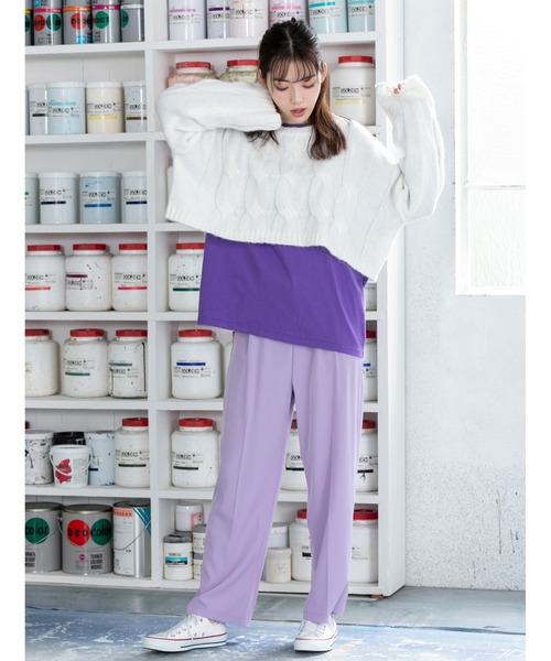 fifth calin(フィフスカラン)の「ストリートデザインロングスリーブTシャツ(Tシャツ/カットソー・レディース・パープル/チャコールグレー・MEDIUM)」の5枚目の写真