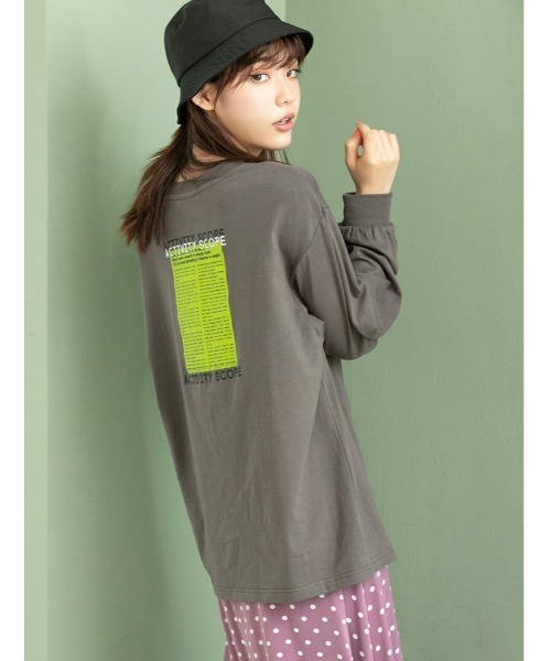 fifth calin(フィフスカラン)の「ストリートデザインロングスリーブTシャツ(Tシャツ/カットソー・レディース・パープル/チャコールグレー・MEDIUM)」の6枚目の写真