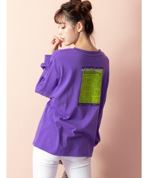 fifth calin(フィフスカラン)の「ストリートデザインロングスリーブTシャツ(Tシャツ/カットソー・レディース・パープル/チャコールグレー・MEDIUM)」の7枚目の写真