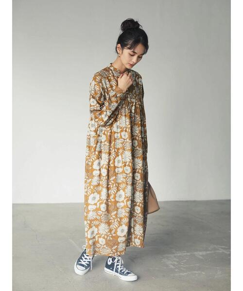 CRAFT STANDARD BOUTIQUE（クラフトスタンダードブティック）の「バンドカラーギャザー2WAYワンピース●（ワンピース・レディース・ベージュ/チェック/モカ/その他14/グレー/ネイビー・FREE）」の8枚目の写真