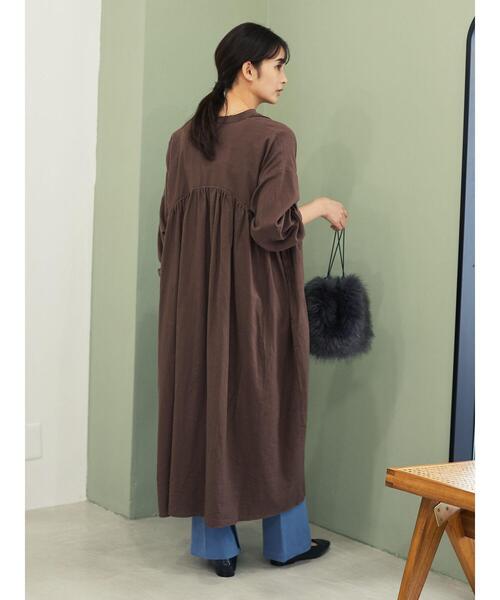 CRAFT STANDARD BOUTIQUE（クラフトスタンダードブティック）の「バンドカラーギャザー2WAYワンピース●（ワンピース・レディース・ベージュ/チェック/モカ/その他14/グレー/ネイビー・FREE）」の12枚目の写真