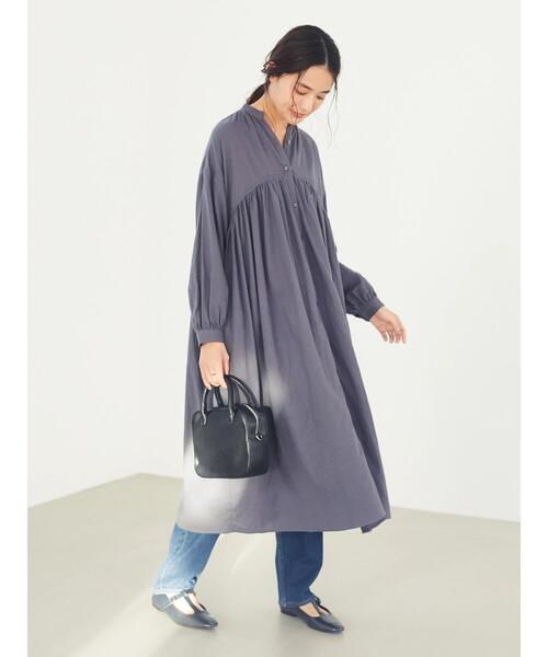 CRAFT STANDARD BOUTIQUE（クラフトスタンダードブティック）の「バンドカラーギャザー2WAYワンピース●（ワンピース・レディース・ベージュ/チェック/モカ/その他14/グレー/ネイビー・FREE）」の13枚目の写真