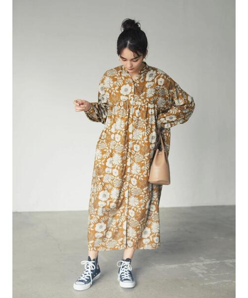 CRAFT STANDARD BOUTIQUE（クラフトスタンダードブティック）の「バンドカラーギャザー2WAYワンピース●（ワンピース・レディース・ベージュ/チェック/モカ/その他14/グレー/ネイビー・FREE）」の16枚目の写真