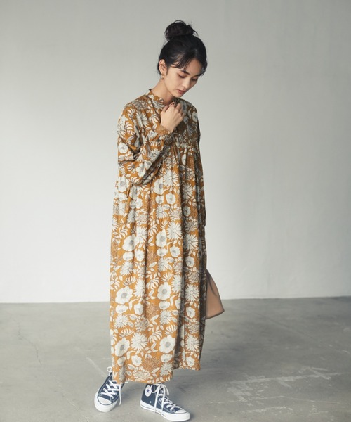 CRAFT STANDARD BOUTIQUE（クラフトスタンダードブティック）の「バンドカラーギャザー2WAYワンピース●（ワンピース・レディース・ベージュ/チェック/モカ/その他14/グレー/ネイビー・FREE）」の6枚目の写真