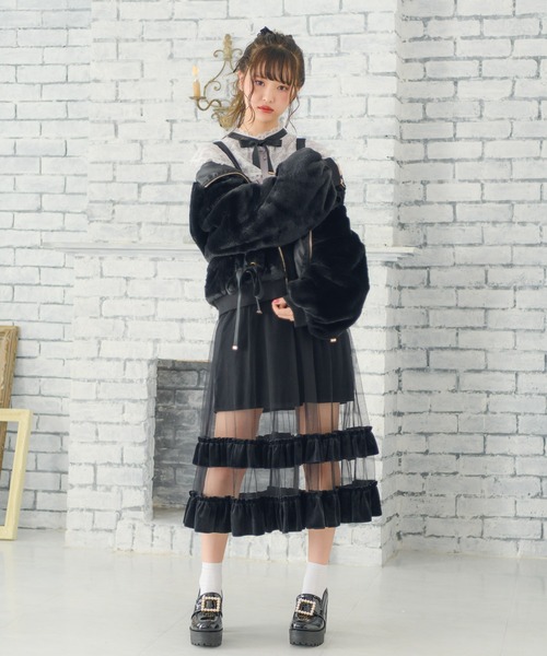 ★美品★ ROJITA レースアップバックフリルブルゾン ★ ロジータ ROJITA レースアップバックフリルブルゾン （ピンク