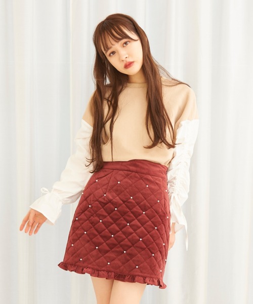 セザンヌ 綿麻混紡 キルティング ミニ スカート TITTY&CO.（ティティーアンドコー）の「キルティングミニ