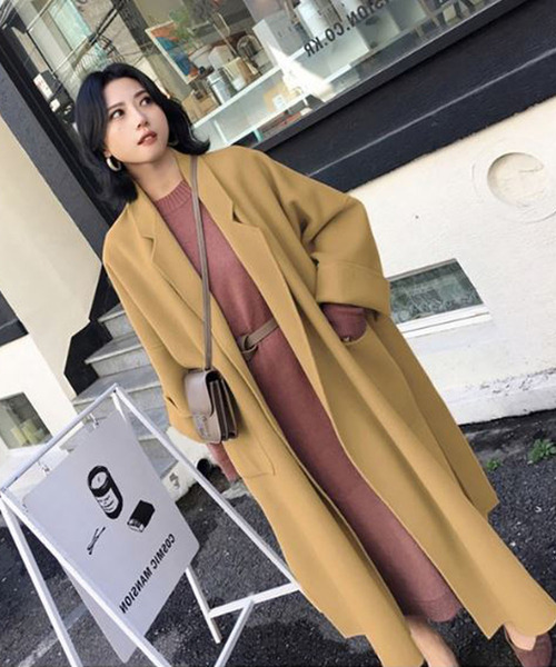 Girly Doll（ガーリードール）の「チェスターコート（チェスターコート・レディース・チャコールグレー/ダークブラウン/キャメル/ブラウン/ベージュ/ブルーグレー/カーキ/イエロー/グリーン/ブラック・L/XL/M）」の12枚目の写真