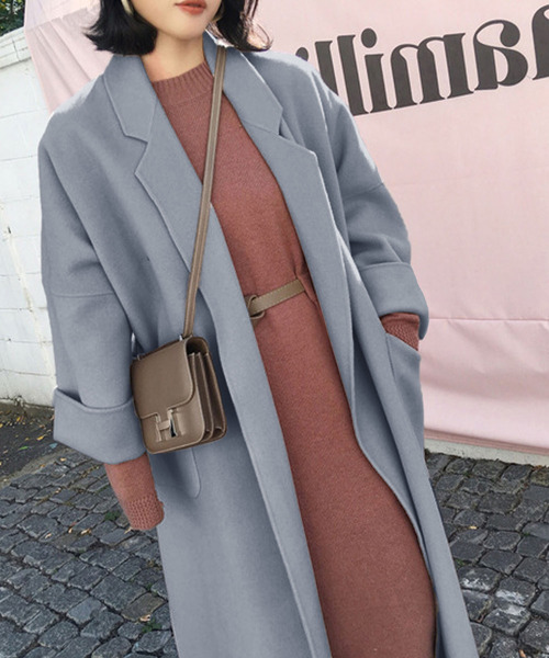 Girly Doll（ガーリードール）の「チェスターコート（チェスターコート・レディース・チャコールグレー/ダークブラウン/キャメル/ブラウン/ベージュ/ブルーグレー/カーキ/イエロー/グリーン/ブラック・L/XL/M）」の14枚目の写真