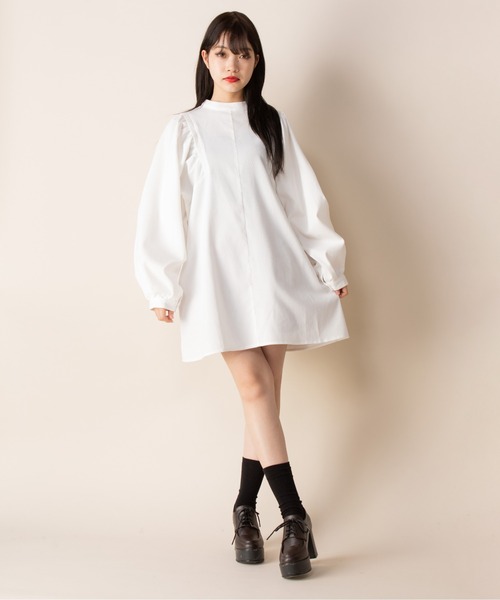 可愛い♡ホワイトチュニック 半袖 ワンピース 白衣 ナース服 021 KAZEN カゼン 春夏 半袖 前開き