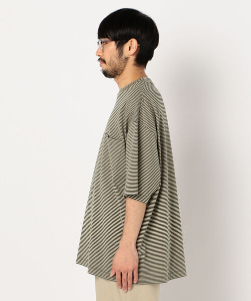 UNFIL（アンフィル）の「【unfil / アンフィル】organic cotton striped s/s pocket Tee #WOSP-UM227（Tシャツ/カットソー・メンズ・ベージュ系その他3/グリーン系その他3・M/L）」の4枚目の写真