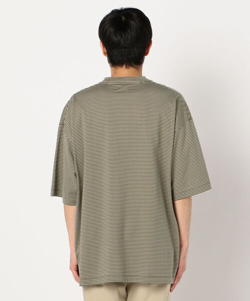 UNFIL（アンフィル）の「【unfil / アンフィル】organic cotton striped s/s pocket Tee #WOSP-UM227（Tシャツ/カットソー・メンズ・ベージュ系その他3/グリーン系その他3・M/L）」の5枚目の写真