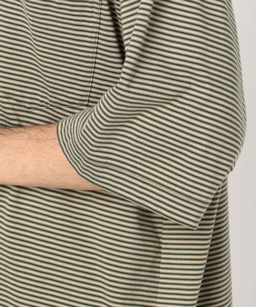 UNFIL（アンフィル）の「【unfil / アンフィル】organic cotton striped s/s pocket Tee #WOSP-UM227（Tシャツ/カットソー・メンズ・ベージュ系その他3/グリーン系その他3・M/L）」の7枚目の写真