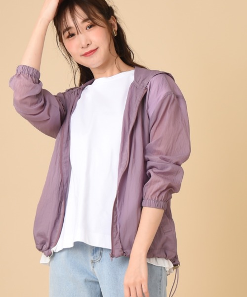 INTERPLANET（インタープラネット）の「抗菌撥水ポケッタブルブルゾン（ブルゾン・レディース・グレイッシュベージュ/チャコールグレー/ラベンダー・FREE）」の3枚目の写真