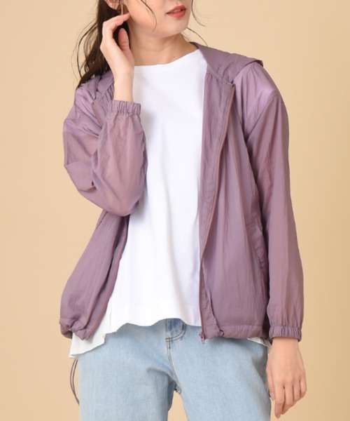 INTERPLANET（インタープラネット）の「抗菌撥水ポケッタブルブルゾン（ブルゾン・レディース・グレイッシュベージュ/チャコールグレー/ラベンダー・FREE）」の12枚目の写真