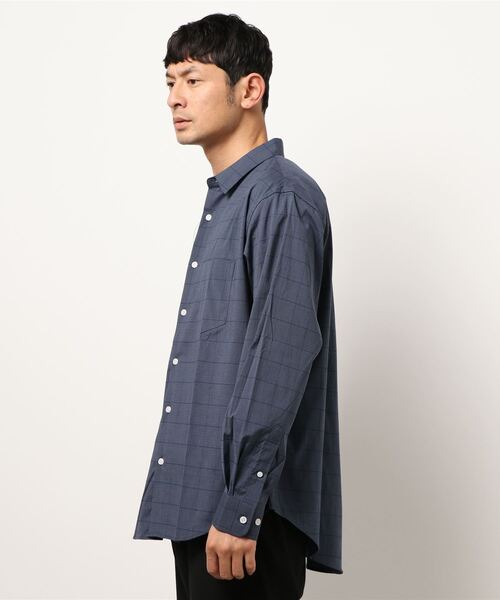 PLUS ONE（プラスワン）の「【PLUS ONE】チェックブロードシャツ（シャツ/ブラウス・メンズ・ベージュ/ブルー/ダークグレー・XL/L/M）」の5枚目の写真
