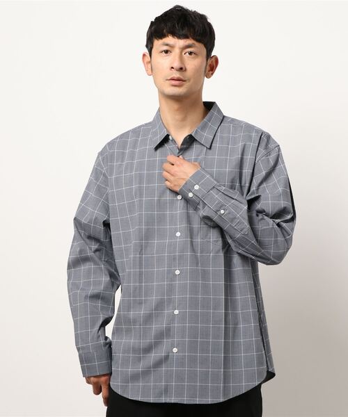 PLUS ONE（プラスワン）の「【PLUS ONE】チェックブロードシャツ（シャツ/ブラウス・メンズ・ベージュ/ブルー/ダークグレー・XL/L/M）」の3枚目の写真