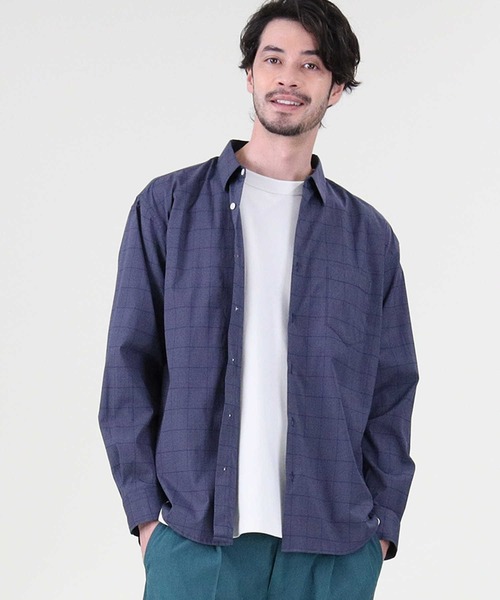 PLUS ONE（プラスワン）の「【PLUS ONE】チェックブロードシャツ（シャツ/ブラウス・メンズ・ベージュ/ブルー/ダークグレー・XL/L/M）」の17枚目の写真