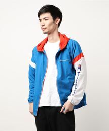 【CHAMPION/チャンピオン】切替防風パーカー ナイロンジャケット ストレッチ素材 撥水/防風機能 ブランドロゴ
