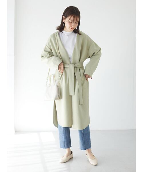 Green　Parks（グリーンパークス）の「ダンボールロングカーデ＊（カーディガン/ボレロ・レディース・ブラック/ミント/オフホワイト/杢グレー・FREE）」の16枚目の写真