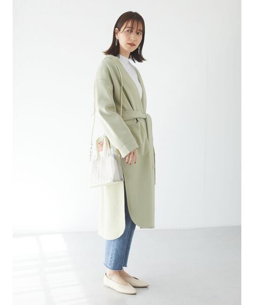 Green　Parks（グリーンパークス）の「ダンボールロングカーデ＊（カーディガン/ボレロ・レディース・ブラック/ミント/オフホワイト/杢グレー・FREE）」の5枚目の写真