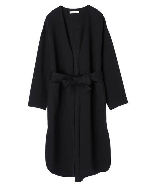 Green　Parks（グリーンパークス）の「ダンボールロングカーデ＊（カーディガン/ボレロ・レディース・ブラック/ミント/オフホワイト/杢グレー・FREE）」の3枚目の写真