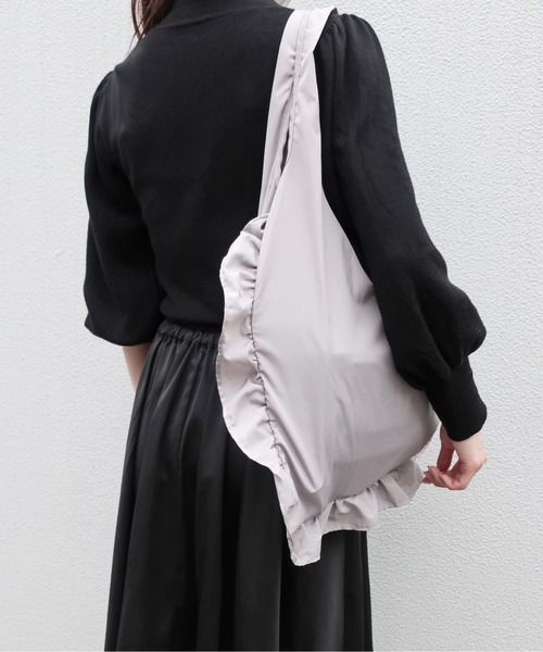 mimis（ミイーミイーズ）の「フリルエコバッグ（エコバッグ/サブバッグ・レディース・マスタード/グレー/ブルー/ブラック・FREE）」の9枚目の写真