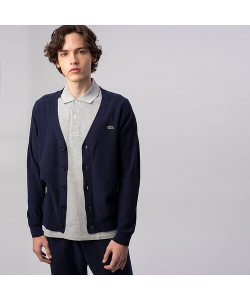 LACOSTE（ラコステ）の「無縫製ニットVネックカーディガン（カーディガン/ボレロ・メンズ・ホワイト/ベージュ/ネイビー・2/4/3/5）」の3枚目の写真
